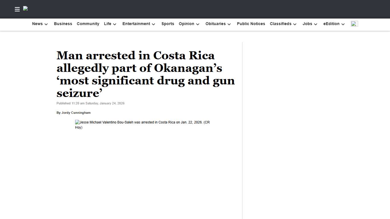 Man arrested in Costa Rica allegedly part of Okanagan’s ‘most significant drug and gun seizure’ Grand Forks Gazette