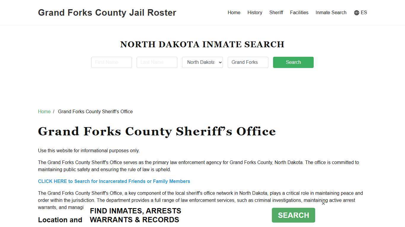 Grand Forks County Sheriff Office, ND, Arrest Warrants Search